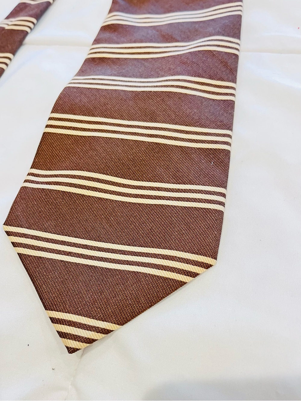 Structure Silk & Cotton Neck Tie Striped Brown Tan Stripes NWT